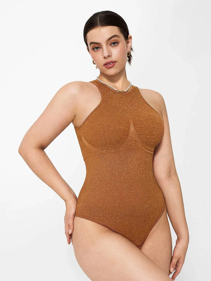 Body en Shapewear Métallique Sans Couture avec Contrôle du Ventre
