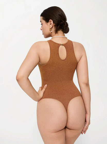 Body en Shapewear Métallique Sans Couture avec Contrôle du Ventre