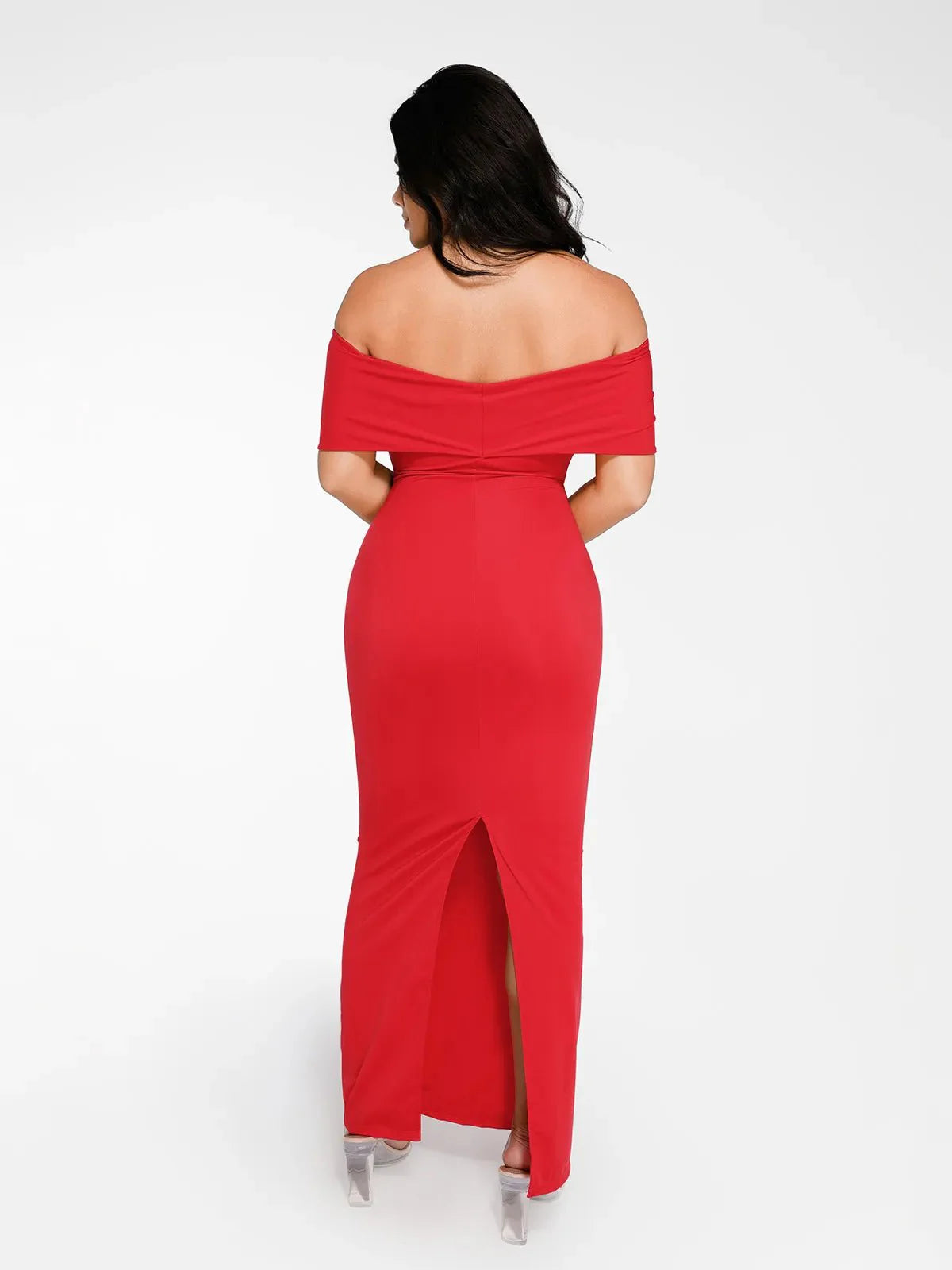 Robe Maxi Colonne Slim Off-the-Shoulder Shapewear