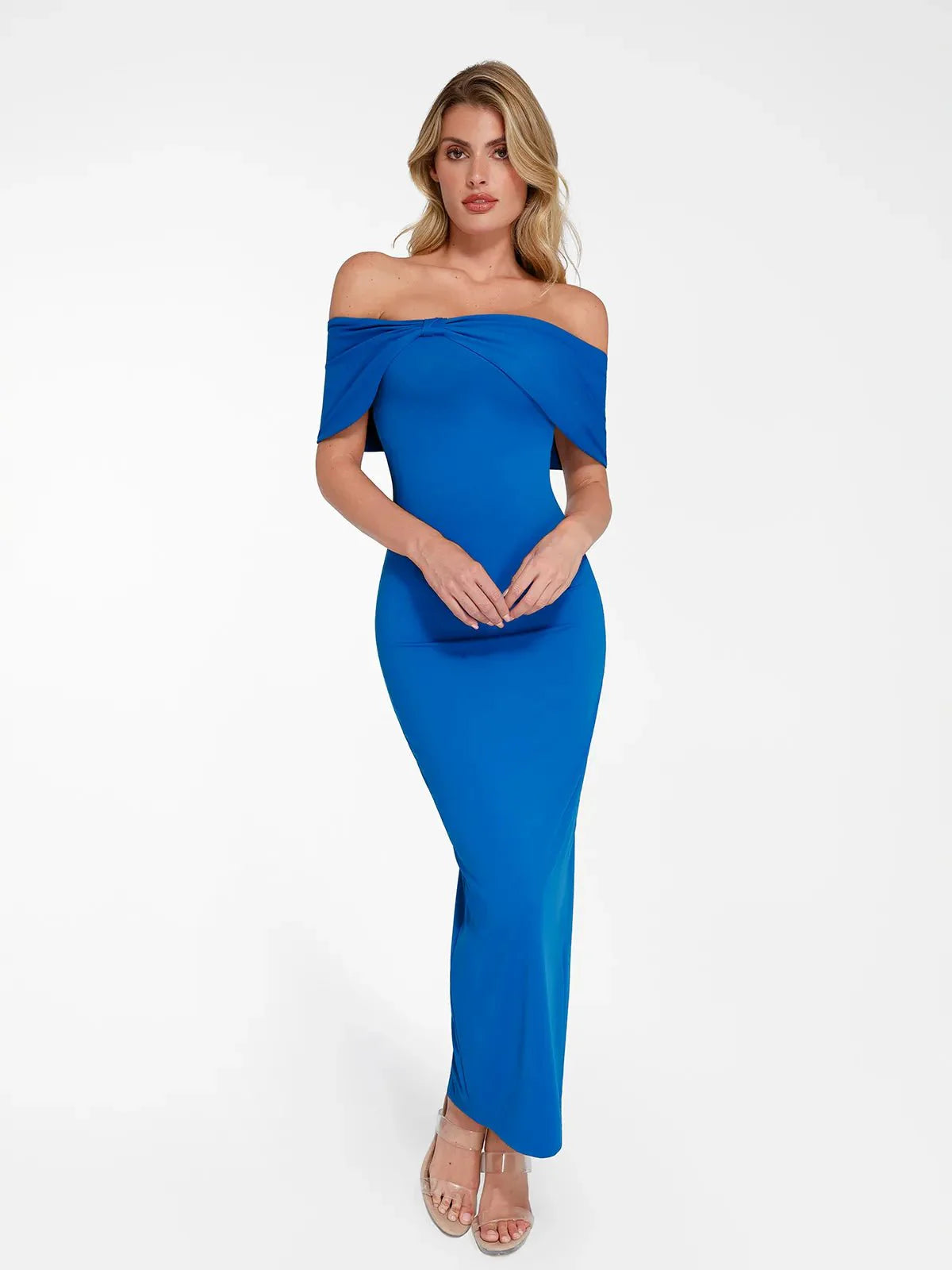 Robe Maxi Colonne Slim Off-the-Shoulder Shapewear