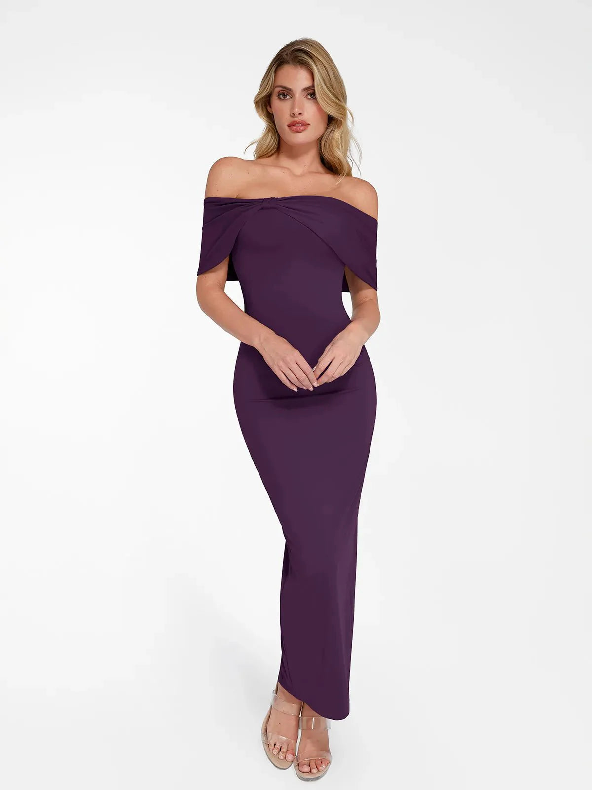Robe Maxi Colonne Slim Off-the-Shoulder Shapewear