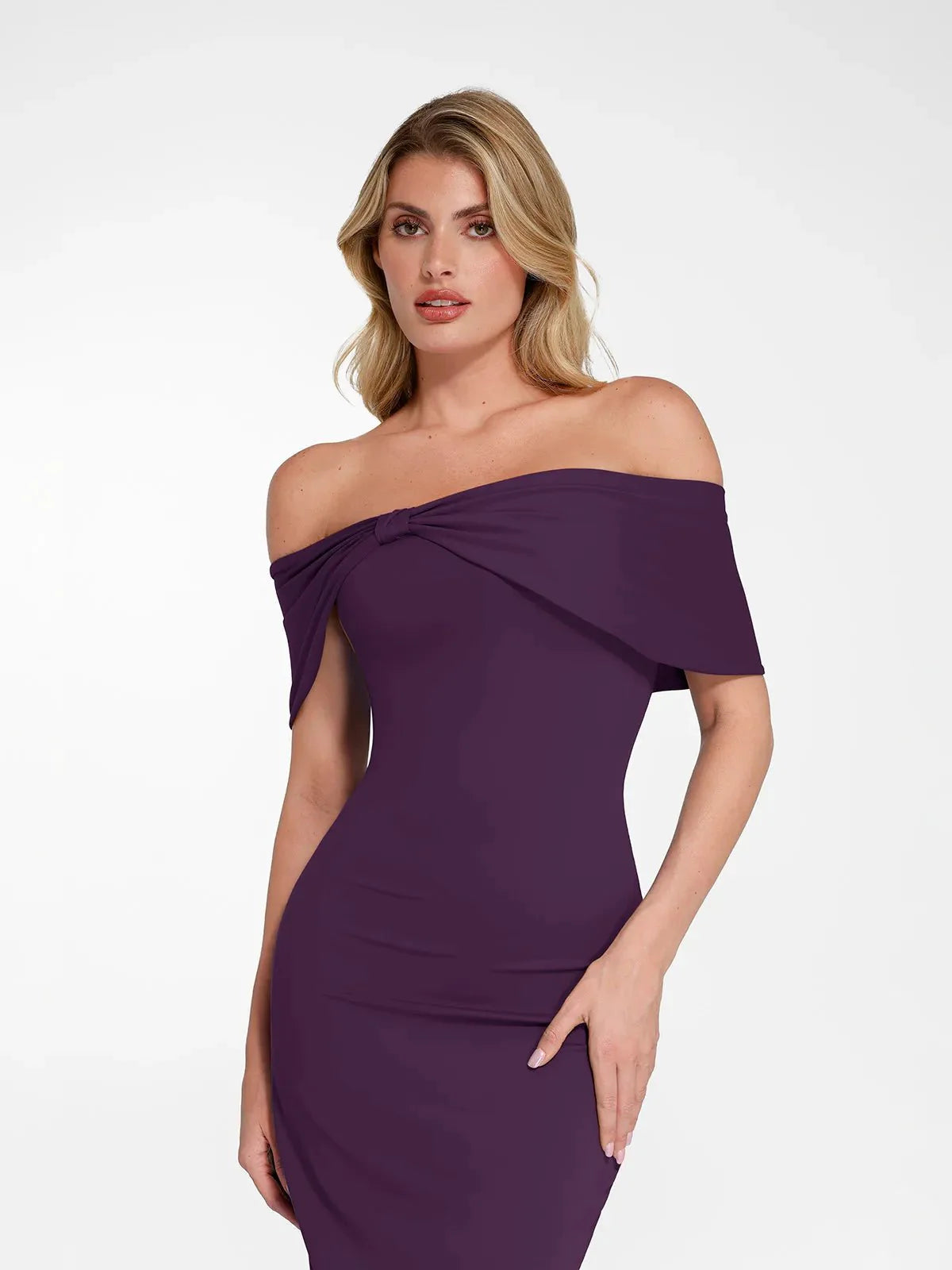 Robe Maxi Colonne Slim Off-the-Shoulder Shapewear