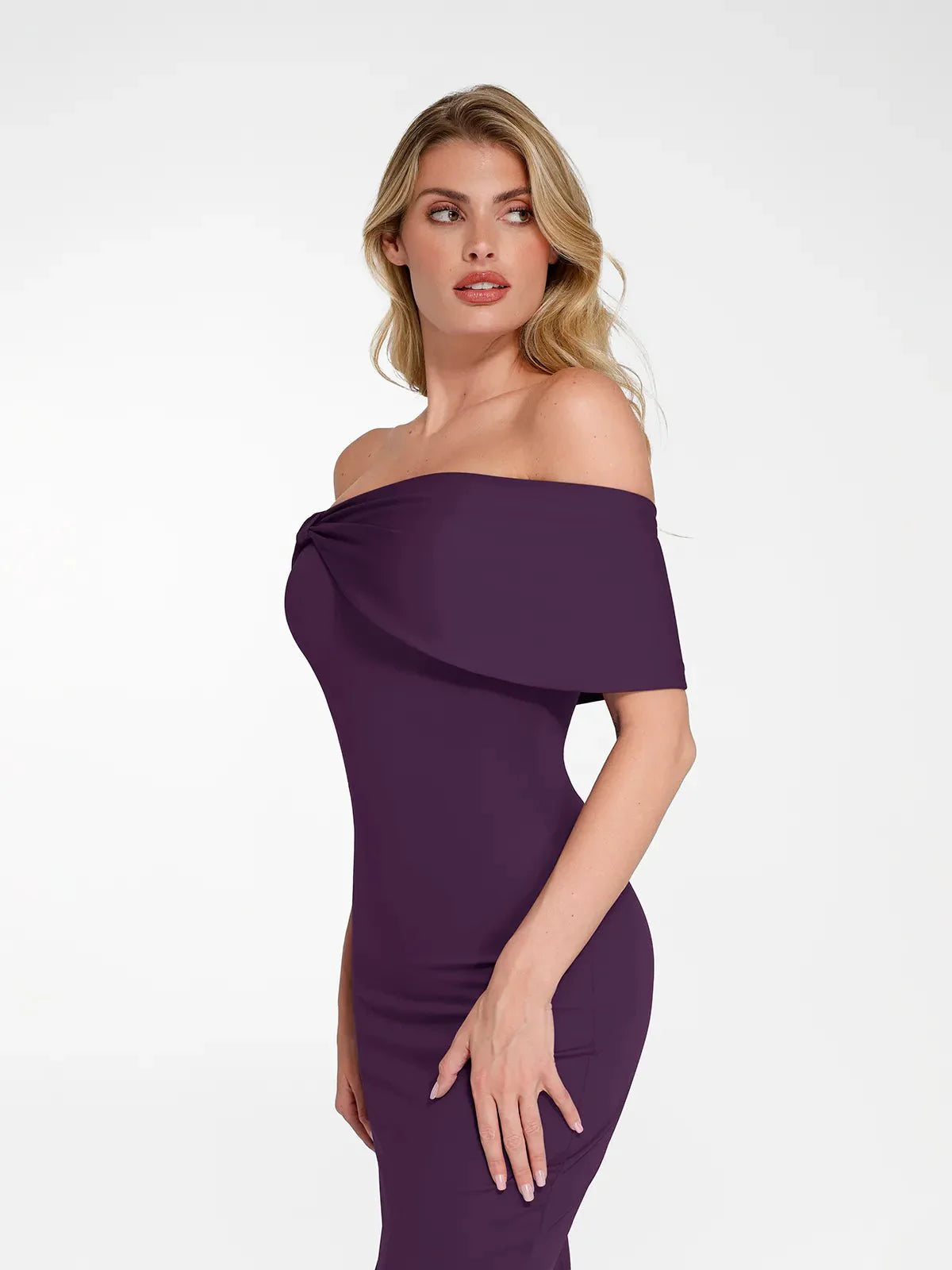 Robe Maxi Colonne Slim Off-the-Shoulder Shapewear