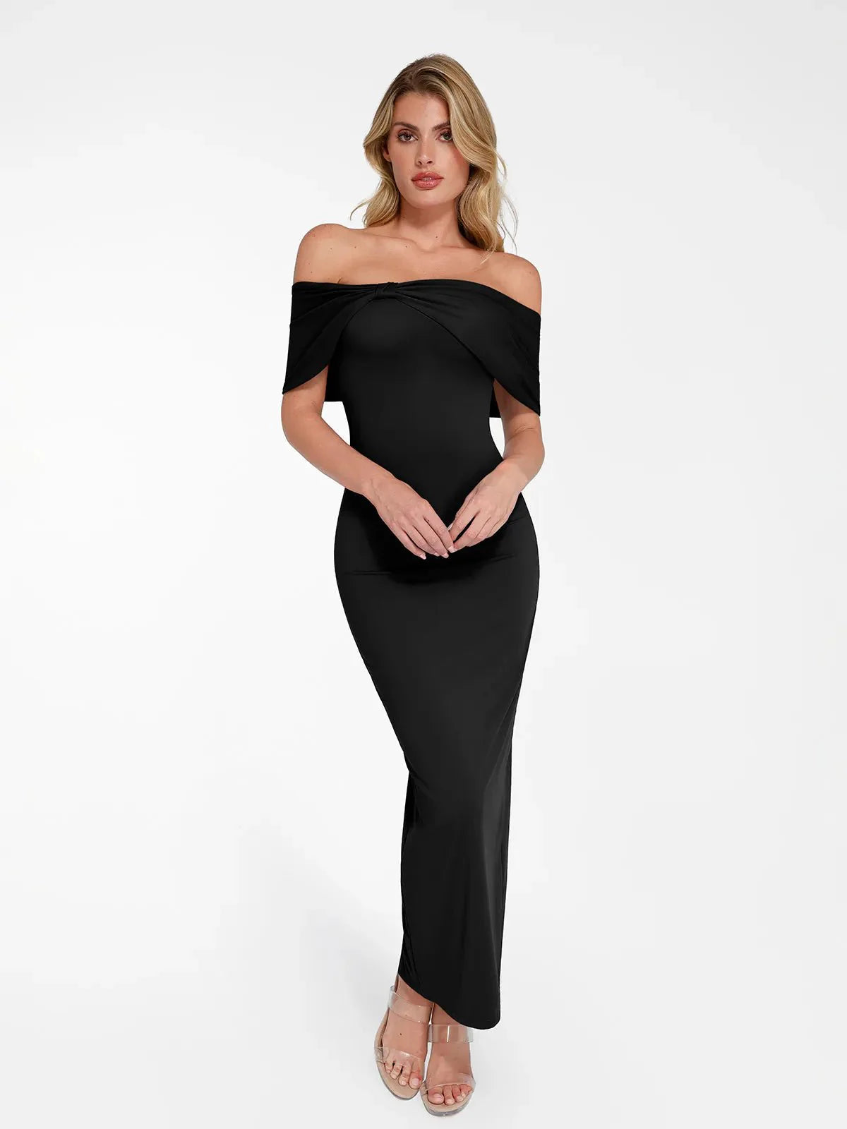 Robe Maxi Colonne Slim Off-the-Shoulder Shapewear