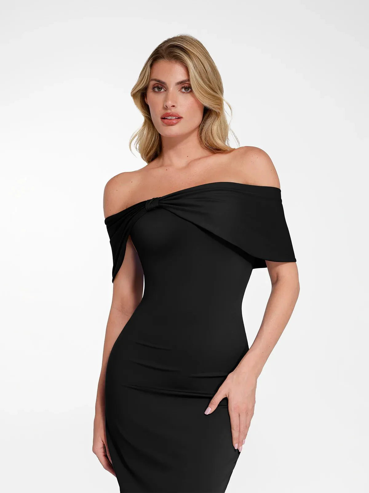Robe Maxi Colonne Slim Off-the-Shoulder Shapewear