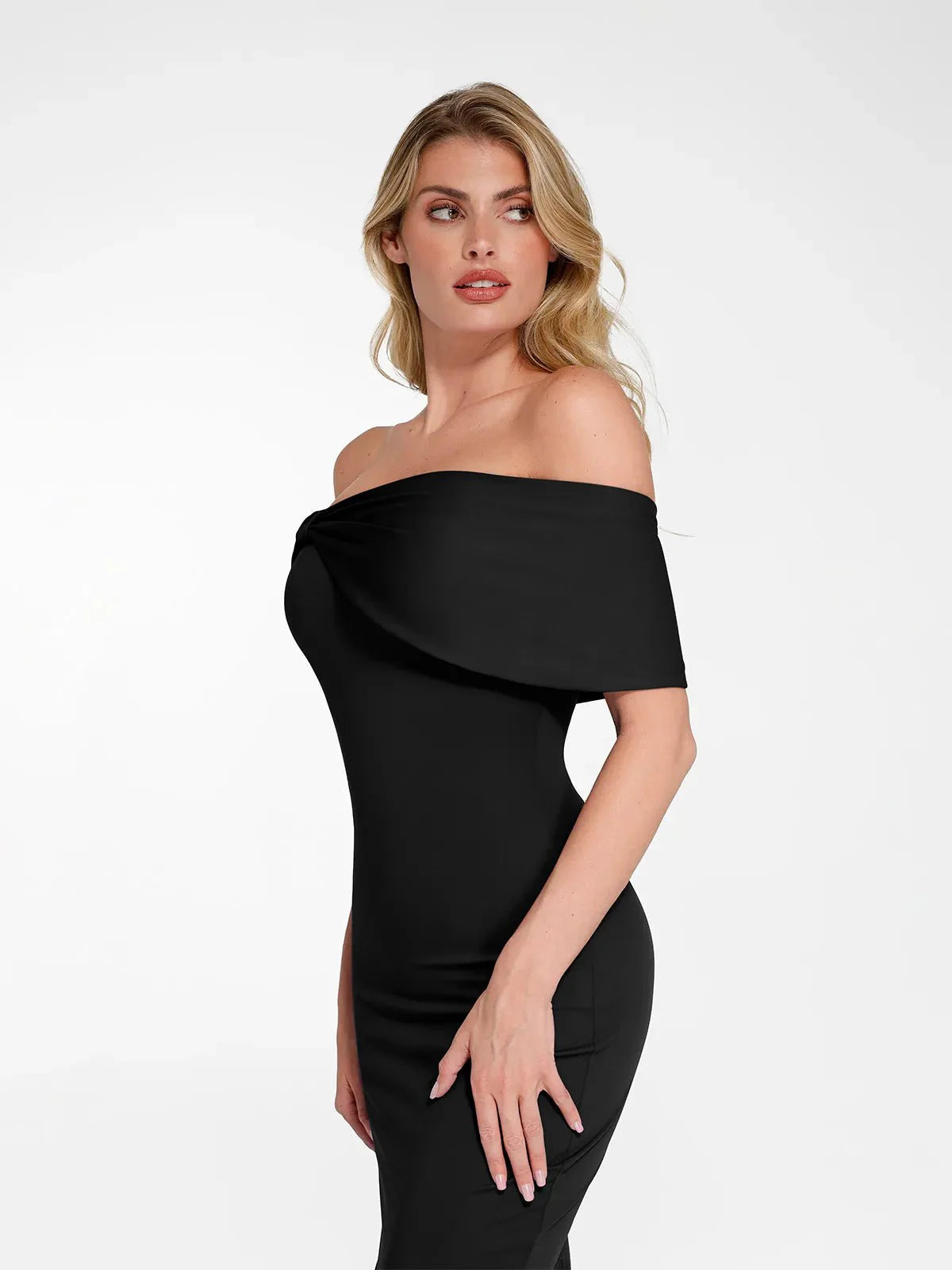 Robe Maxi Colonne Slim Off-the-Shoulder Shapewear