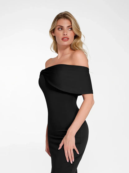 Robe Maxi Colonne Slim Off-the-Shoulder Shapewear