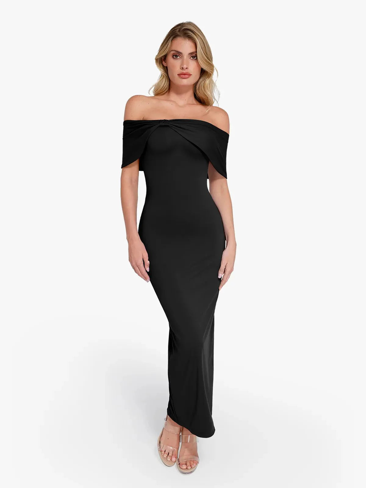 Robe Maxi Colonne Slim Off-the-Shoulder Shapewear