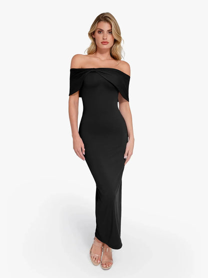 Robe Maxi Colonne Slim Off-the-Shoulder Shapewear