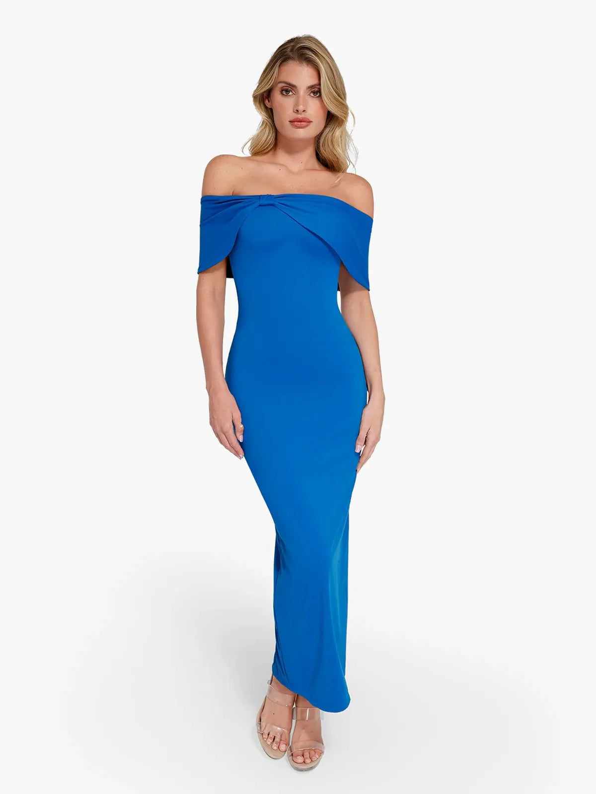 Robe Maxi Colonne Slim Off-the-Shoulder Shapewear
