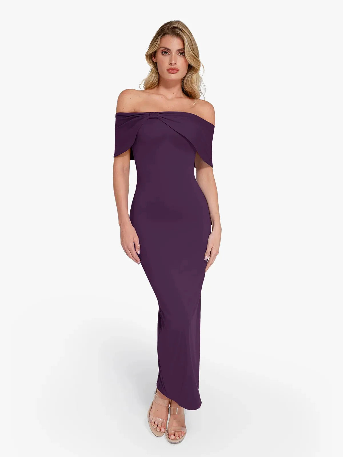 Robe Maxi Colonne Slim Off-the-Shoulder Shapewear