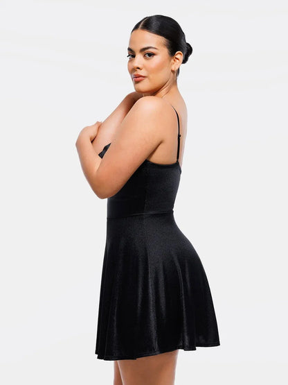 Robe Flare Contrôle du Ventre avec Décolleté Cowl et Bretelles