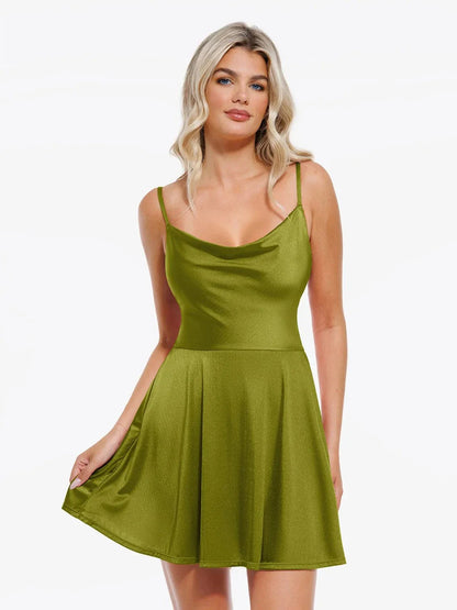 Robe Flare à Col Cagoule Contrôle du Ventre en Shapewear