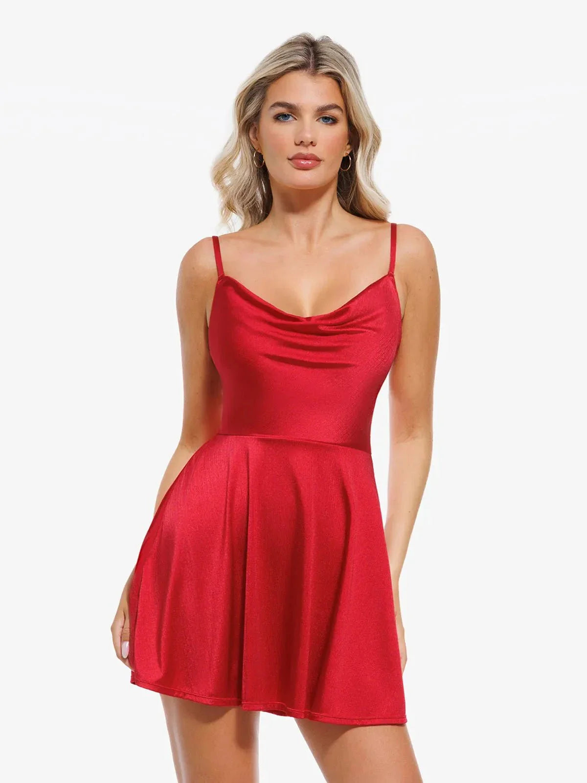 Robe Flare Contrôle du Ventre avec Décolleté Cowl et Bretelles