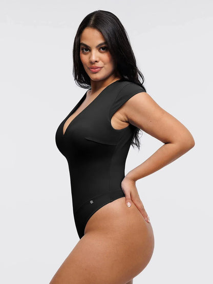 Body Shapewear Col V Manches Courtes Contrôle du Ventre