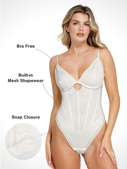 Body en Dentelle Sculptant avec Découpes