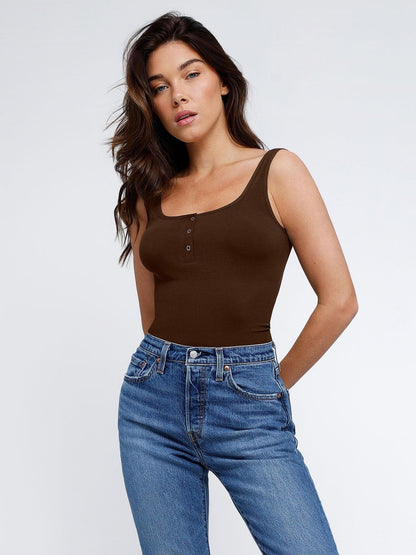Body en Modal Seamless Shapewear à Col Henley