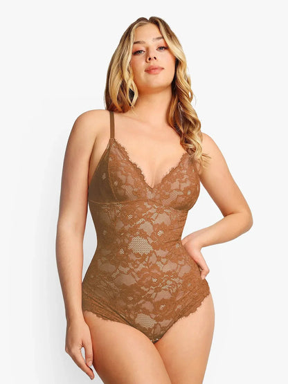 Body en dentelle intégrale sculptant avec contrôle ferme